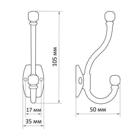 Hook furniture tundra TKD032, two -rod, black metallic-6