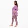 Female trousers with print, pink color with black pattern, size 50