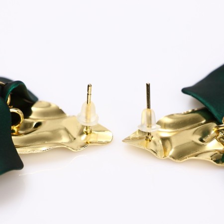 Earrings Assorted "Wind" crumpled triangles, green color-6