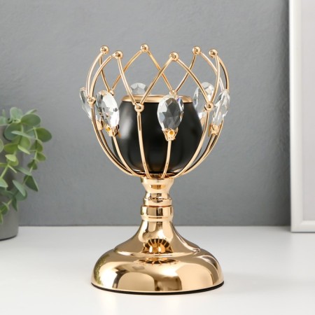 Summary metal, glass per 1 candle "Black bud" d = 5 cm gold 12x12x21 cm-1