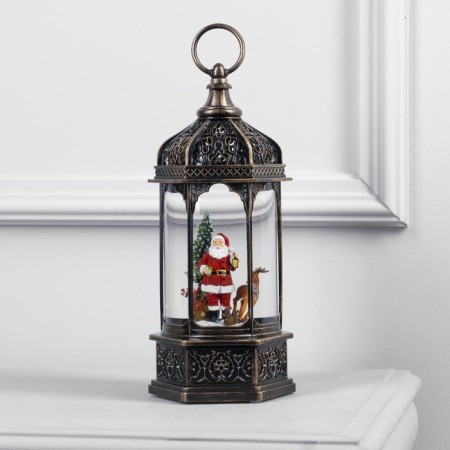 LED figure “Lantern with Santa Claus” 13 × 28.5 × 12 cm, plastic, AAX3 batteries (not in the kit), USB, glow warm white-1