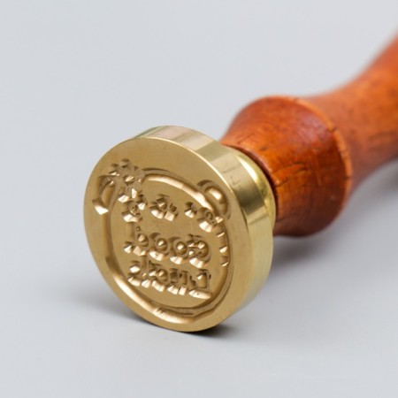 Printing for wax with a wooden handle "Teddy Bear - Good luck" 9x2.5x2.5 cm-3