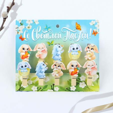 A set of clothespins for decorating the ista "Rabbits", 10 x 12 cm.-1