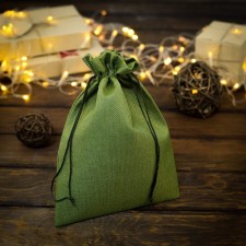 Gift bag from canvases, green, 20 x 28 cm