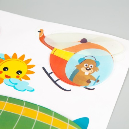 Interior plastic sticker 3D "Beasts and Transport" MIX 50x32 cm-1