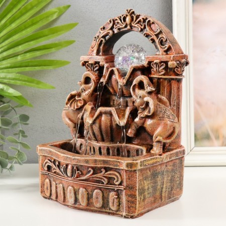The desktop fountain from the network, the backlight "Two elephants under the arch" 19x14x26 cm-2