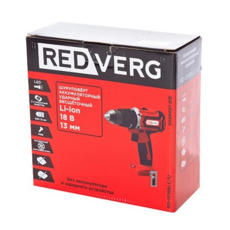 Redverg rd -is18blc/u drill-shuruvrust, Bright, Brightless, 18 V, 60 Nm, without battery and ZU-1
