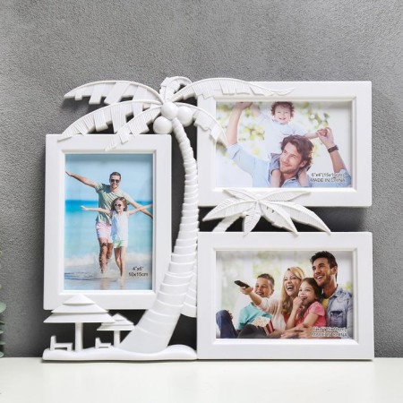 Photo frame in 3 photos 10x15 cm "Palma with cockers" white 28x33 cm