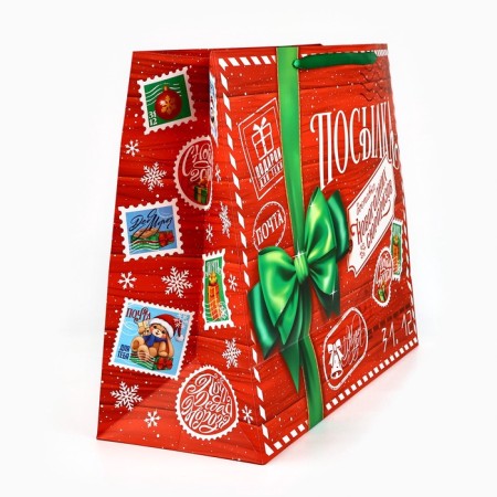 Package Gift New Year Laminated "New Year's Park", XL 49 x 40 x 19 cm, New Year-2
