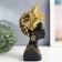 Souvenir Polystone Bust "African - a headdress from butterflies" Black with gold 13x10x28.5 cm