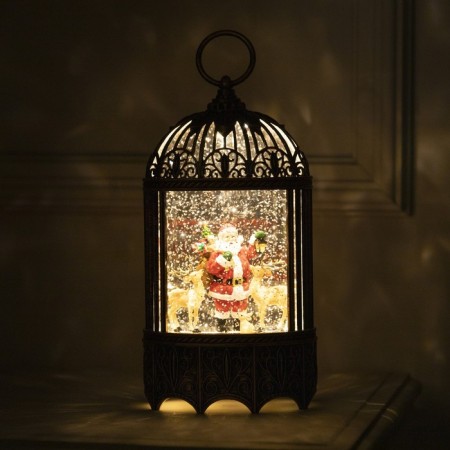 LED figure “Lantern with Santa Claus and deer” 13 × 25.5 × 8 cm, plastic, AAX3 batteries (not complete), USB, glow warm white-4