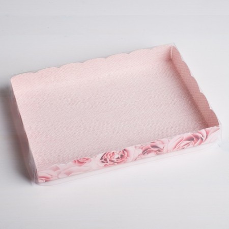 Cookie box, confectionery packaging with PVC lid, My Best Wishes, 22 x 15 x 3 cm-1