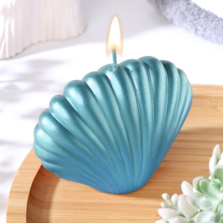 Figure candle "shell", 4x9x6.5 cm, turquoise, in a box-1