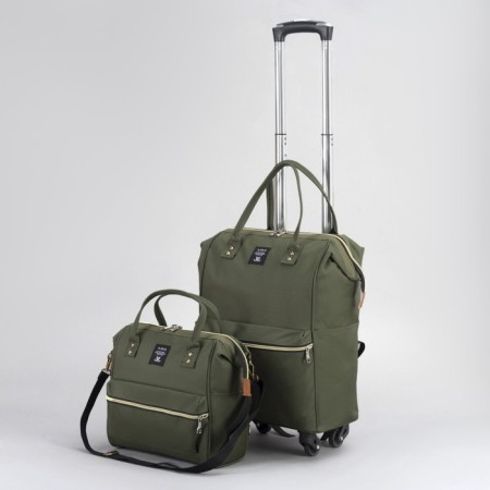 Bag-rug 2 in 1 on wheels 18 ", lightning department, external pocket, green color