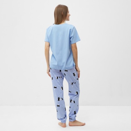 Homemade female set (T -shirt and trousers), blue color, size 50-2