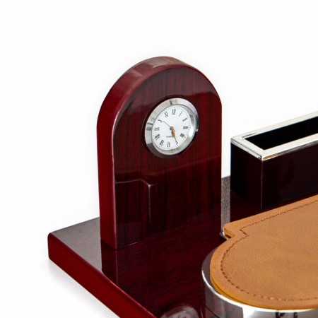 Table 5B1 set with a business card and clock, cherry 34x20x13 cm-4
