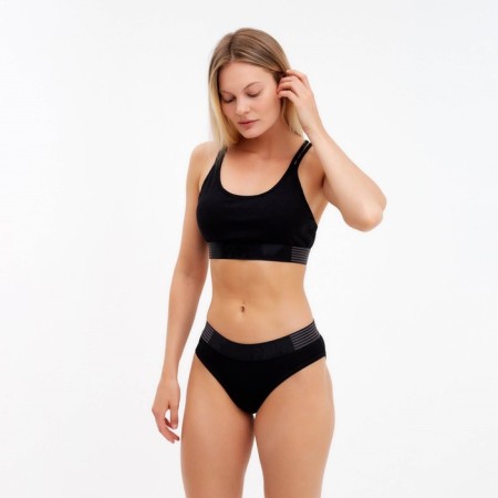 Female set (top with thin straps, panties), black mix, size 44-46-3