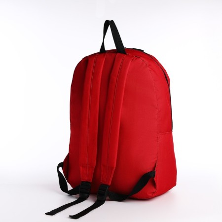 A backpack with a zipper, external pocket, red color-3
