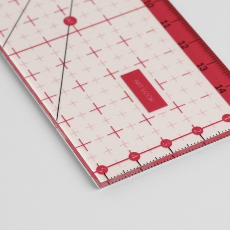 A quilting and patchwork ruler, 15 × 5 cm, transparent/pink color-1