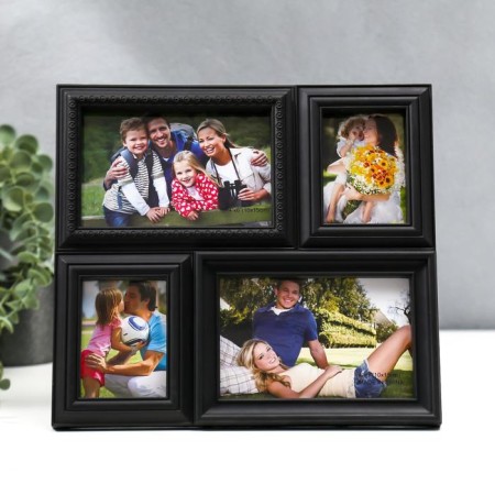 Photo frame plastic in 4 photos 10x15 cm, 7x10 cm "intrigue" black 27*24*2 cm