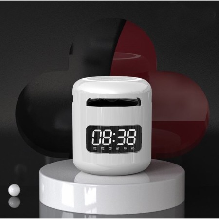 Clock - electronic desk alarm clock: column, Bluetooth, TF card, 8.5 x 7.5 cm, USB-1