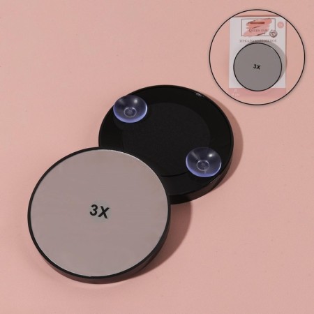 Mirror makeup, increase × 3, on suction cups, d 9 cm, black color-1