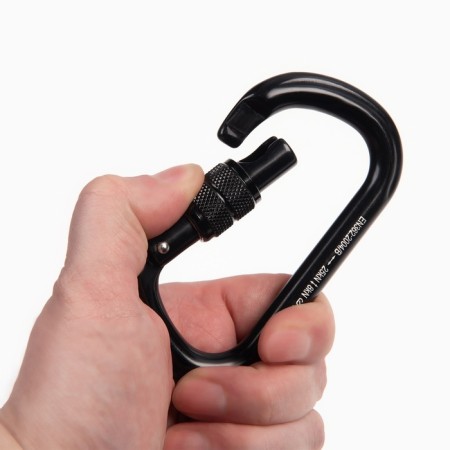 Carabiner with a clutch, 11 x 6 cm, 25 kn, black-1