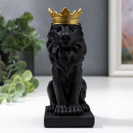 Souvenir Polystone "Black Leo in the Golden Crown" 13.8x5.8x8 cm