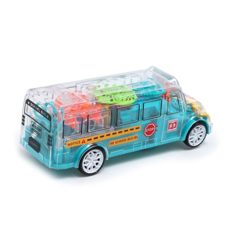 The bus "gears", light and sound, works from batteries, blue color-2