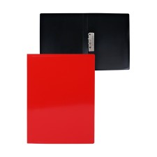 Folder with A4 clamp, 700 μm, root 27 mm, calligrata deluxe, inner pocket, up to 180 sheets, red / black