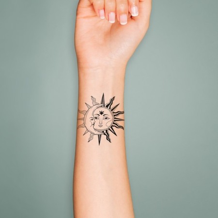 Tattoo on the body Black "Esoteric. Month and Sun" 6x6 cm-2