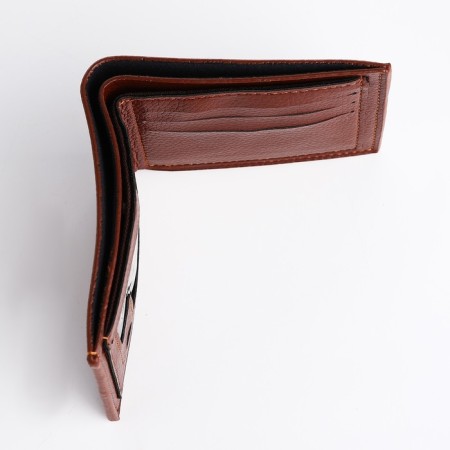 Male purse without a fastener, department for bills, for maps, color light brown-3