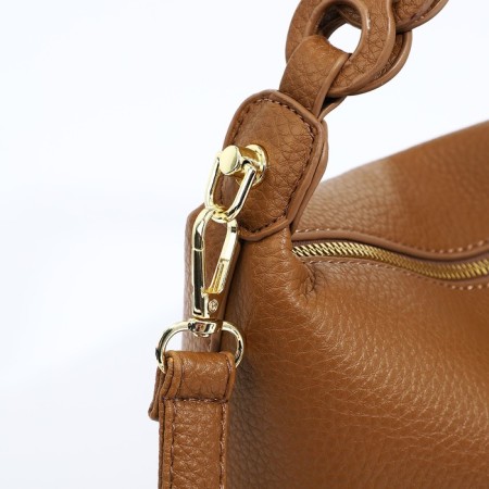 Baget bag with zipper, brown color-4