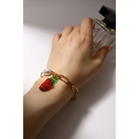 Bracelet "Arbuzik" pearls, colored in gold, l = 16 cm-1