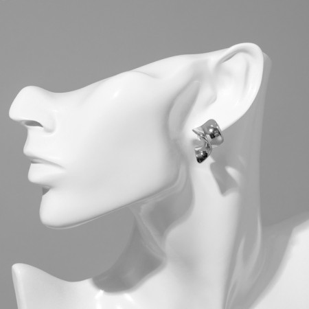 Earrings Metal "Abstraction" tail, color silver-4