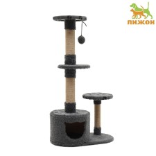 Complex for cats with a claw, round, 3-level, 65 x 36 x 107cm, smoky