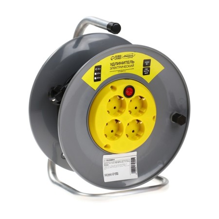 Удлинитель на катушке Luazon Lighting ECO, 4 розетки, 15 м, 10 А, ПВС 3х0.75 мм2, с з/к,IP20-1