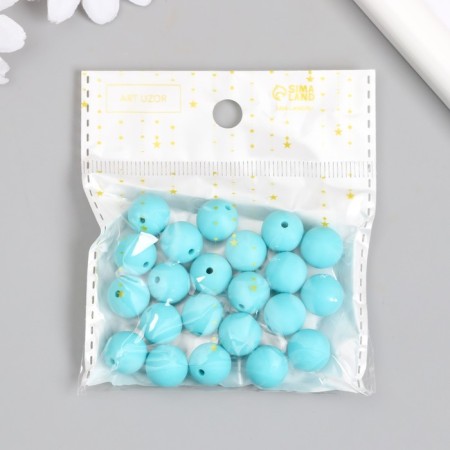 Beads for creativity plastic "turquoise" matte d = 1.2 cm set 20 g-3