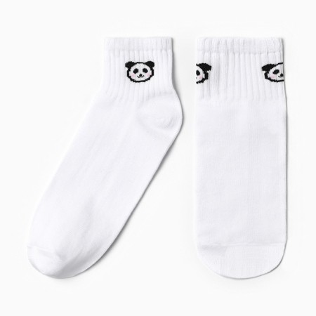 Women's socks shortened "Panda", white color, rr 23-25