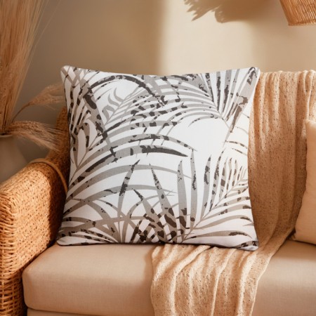 Decorative pillowcase 40x40 cm, tropics, gray color, 100% cotton
