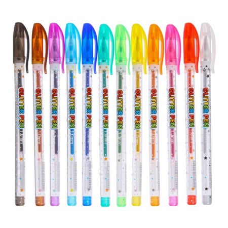 A set of gel pens, 12 colors, metallic, a body with a pattern, in a blister on a button-3