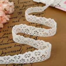 Knitted lace, 27 ± 3 mm × 2.7 ± 0.5 m, white color