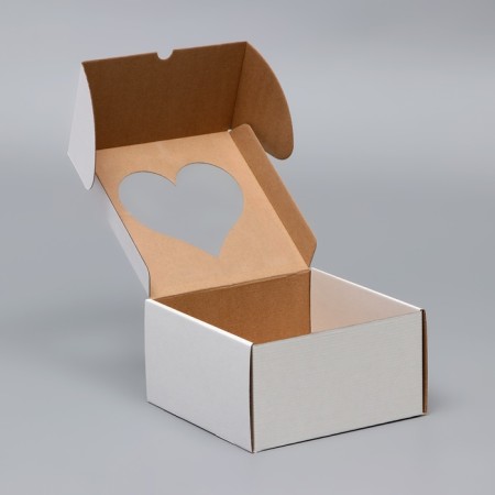 Box for the cake, with a window, "heart", 20 x 20 x 10 cm-3