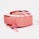 A backpack with a zipper, an outer pocket, a set of a chover, bag, pink color