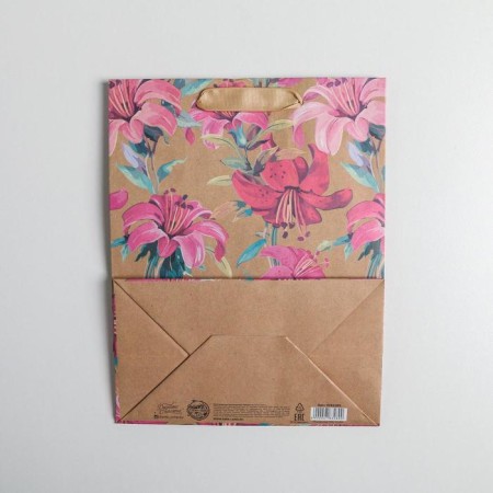 Packaging, package gift craft vertical, “flowers”, MS 18 x 23 x 10 cm-3