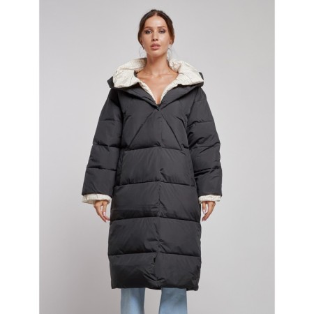 Coat insulated winter female, size 46, black color-7