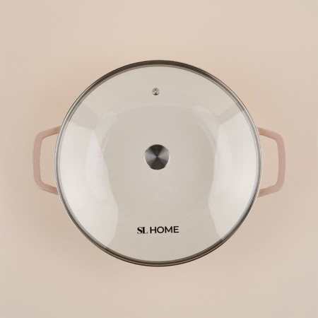 Cast iron frying pan with enameled coating SL Home, D = 31 cm, h = 8.5 cm, pink color-7