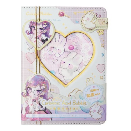 Notebook Gift, A6, 96 sheets, color block, with a curly knife, PVC cover, 3D, "Anime", mix-1