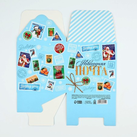 Box a gift New Year's folding "New Year's Post", 12 x 12 x 12 cm, New Year-7