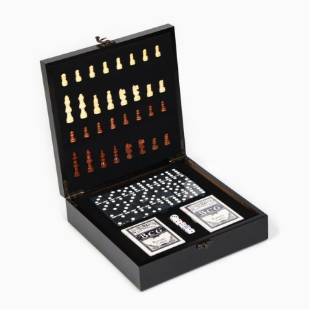 Set 4 in 1: chess, domino, 2 deck of cards, 25 x 25 cm-8